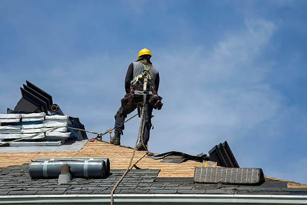 Professional Gutter Installation technician working in Weleetka, OK